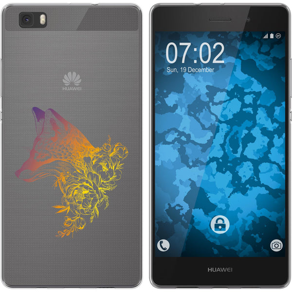P8 Lite 2015 (1.Gen.) Silikon-Hülle Floral Fuchs M1-3 Case