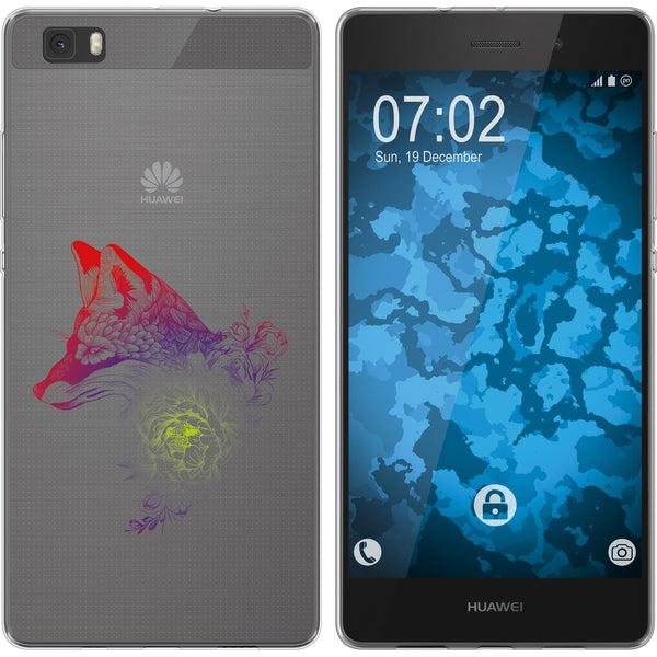 P8 Lite 2015 (1.Gen.) Silikon-Hülle Floral Fuchs M1-5 Case