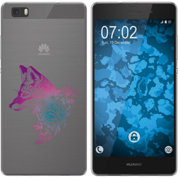 P8 Lite 2015 (1.Gen.) Silikon-Hülle Floral Fuchs M1-6 Case
