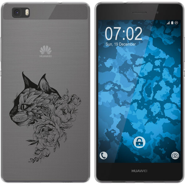P8 Lite 2015 (1.Gen.) Silikon-Hülle Floral Katze M2-1 Case