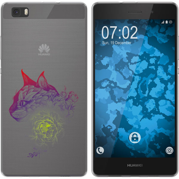 P8 Lite 2015 (1.Gen.) Silikon-Hülle Floral Katze M2-5 Case