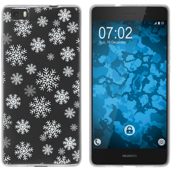 P8 Lite 2015 (1.Gen.) Silikon-Hülle X Mas Weihnachten Schnee