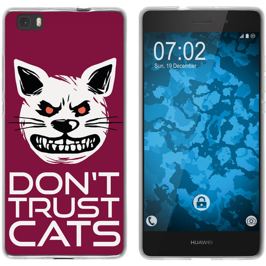P8 Lite 2015 (1.Gen.) Silikon-Hülle Crazy Animals Katze M1 C