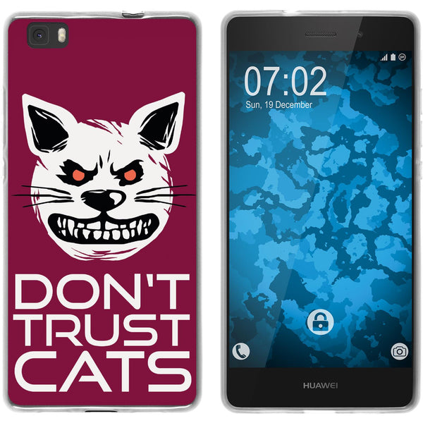 P8 Lite 2015 (1.Gen.) Silikon-Hülle Crazy Animals Katze M1 C