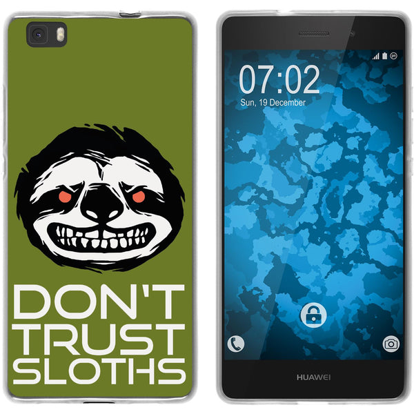 P8 Lite 2015 (1.Gen.) Silikon-Hülle Crazy Animals Faultier M