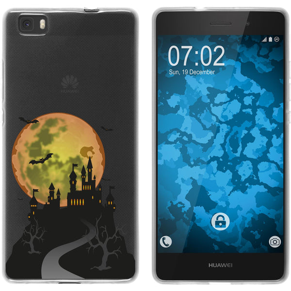 P8 Lite 2015 (1.Gen.) Silikon-Hülle Herbst Spukschloss M4 Ca