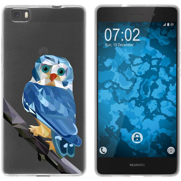 P8 Lite 2015 (1.Gen.) Silikon-Hülle Vektor Tiere Eule M1 Cas