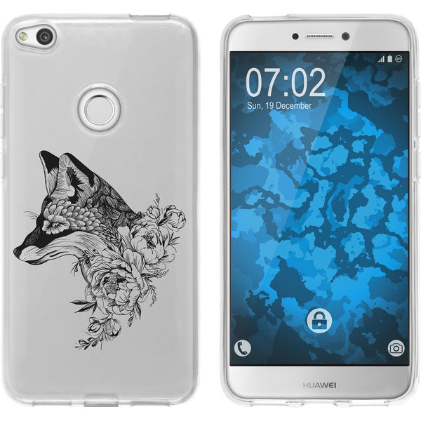 P8 Lite 2017 Silikon-Hülle Floral Fuchs M1-1 Case