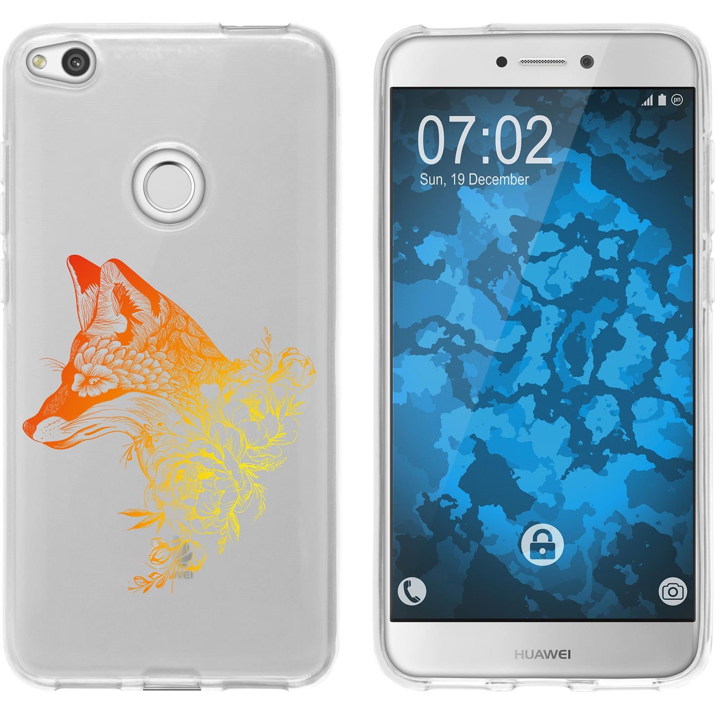 P8 Lite 2017 Silikon-Hülle Floral Fuchs M1-2 Case