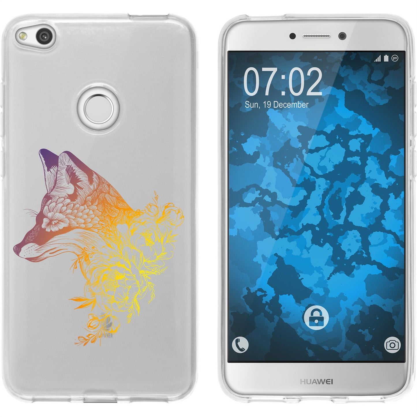 P8 Lite 2017 Silikon-Hülle Floral Fuchs M1-3 Case