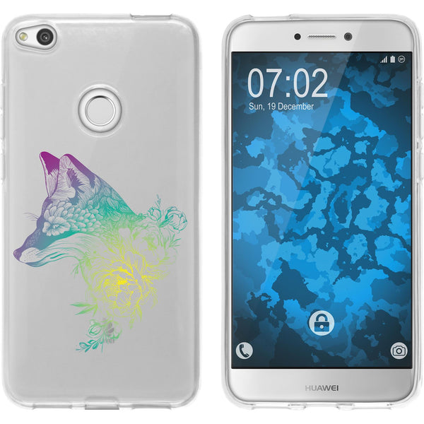 P8 Lite 2017 Silikon-Hülle Floral Fuchs M1-4 Case