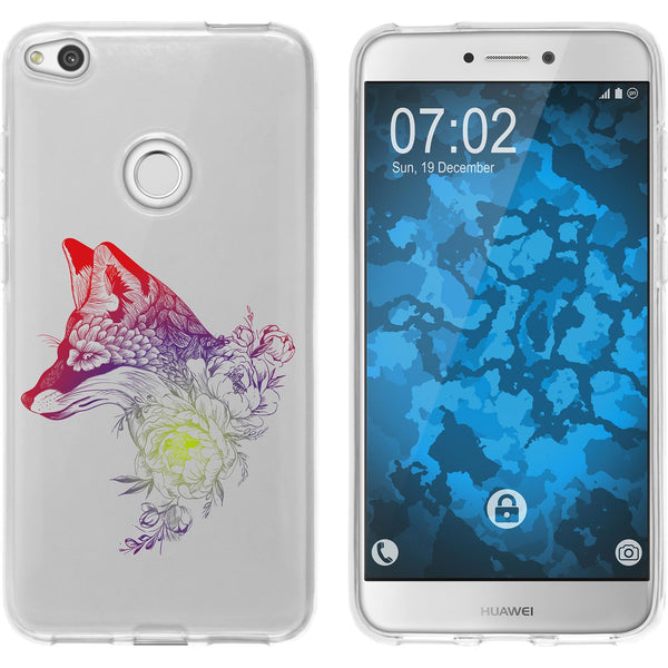 P8 Lite 2017 Silikon-Hülle Floral Fuchs M1-5 Case
