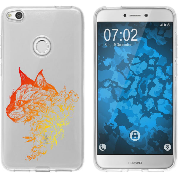 P8 Lite 2017 Silikon-Hülle Floral Katze M2-2 Case