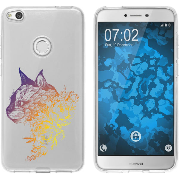 P8 Lite 2017 Silikon-Hülle Floral Katze M2-3 Case
