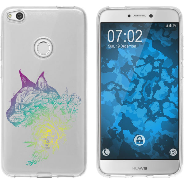 P8 Lite 2017 Silikon-Hülle Floral Katze M2-4 Case