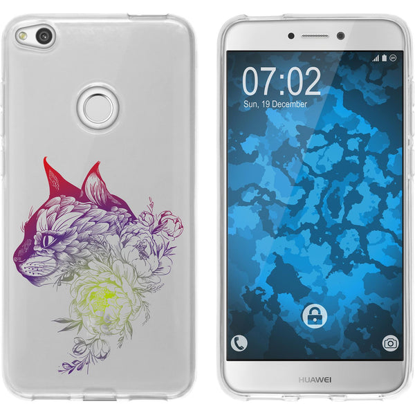 P8 Lite 2017 Silikon-Hülle Floral Katze M2-5 Case