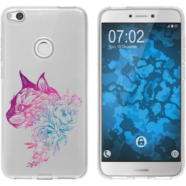 P8 Lite 2017 Silikon-Hülle Floral Katze M2-6 Case