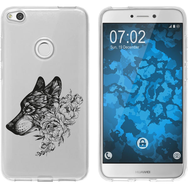P8 Lite 2017 Silikon-Hülle Floral Wolf M3-1 Case