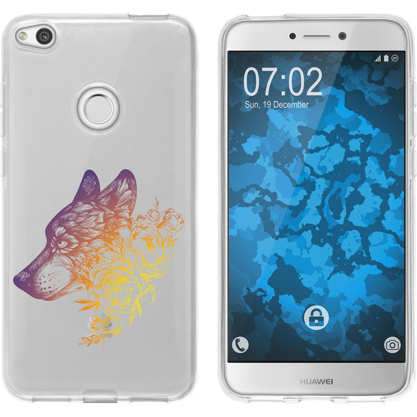 P8 Lite 2017 Silikon-Hülle Floral Wolf M3-3 Case