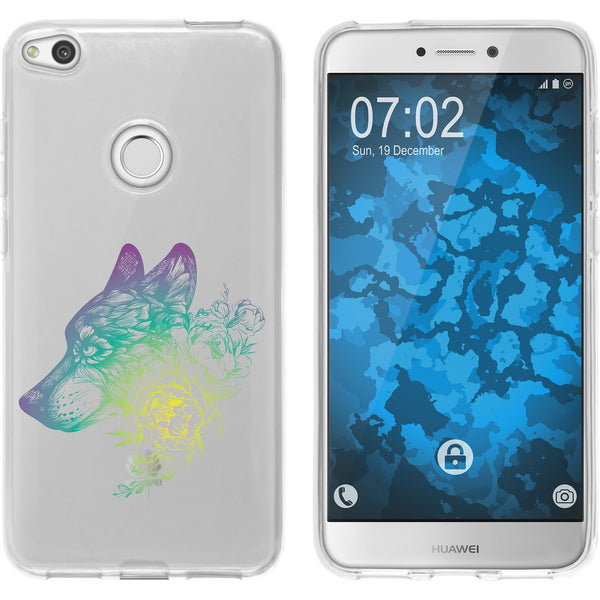 P8 Lite 2017 Silikon-Hülle Floral Wolf M3-4 Case