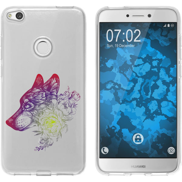 P8 Lite 2017 Silikon-Hülle Floral Wolf M3-5 Case