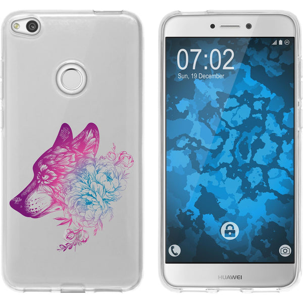 P8 Lite 2017 Silikon-Hülle Floral Wolf M3-6 Case