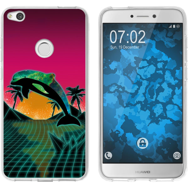 P8 Lite 2017 Silikon-Hülle Retro Wave Delphin M1 Case
