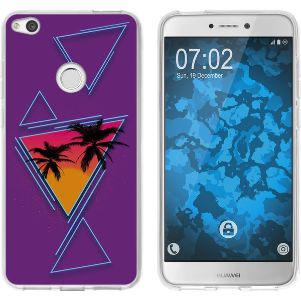 P8 Lite 2017 Silikon-Hülle Retro Wave Palmen M3 Case