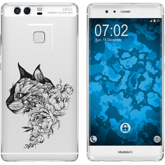 P9 Silikon-Hülle Floral Katze M2-1 Case