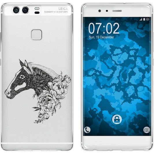 P9 Silikon-Hülle Floral Pferd M5-1 Case