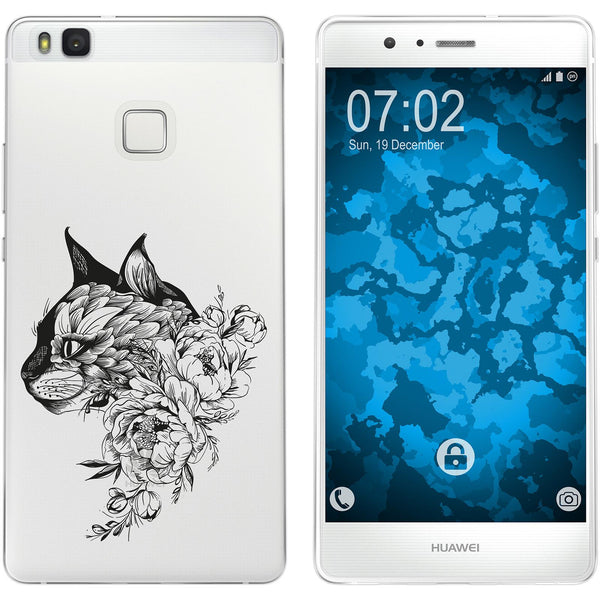 P9 Lite Silikon-Hülle Floral Katze M2-1 Case