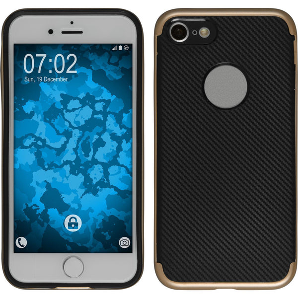 Hybridhülle für Apple iPhone 8 Carbonoptik gold