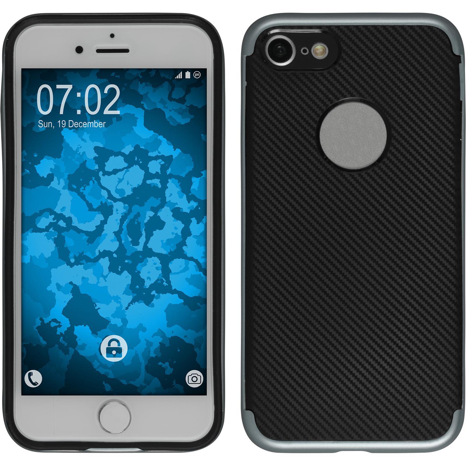 Hybridhülle für Apple iPhone 7 / 8 / SE 2020 Carbonoptik gra