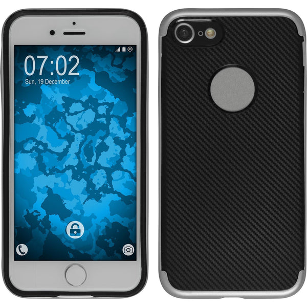 Hybridhülle für Apple iPhone 8 Carbonoptik silber