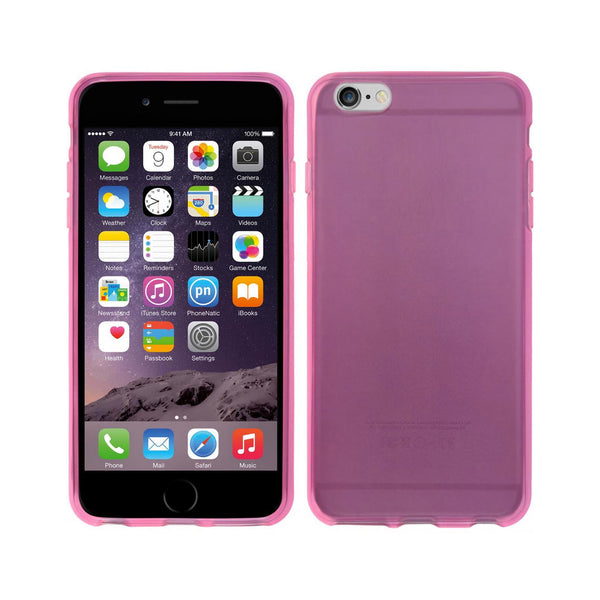 PhoneNatic Case kompatibel mit Apple iPhone 6 Plus / 6s Plus - rosa Silikon Hülle transparent + 2 Schutzfolien