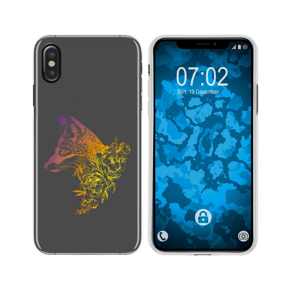 iPhone Xs Max Silikon-Hülle Floral Fuchs M1-3 Case