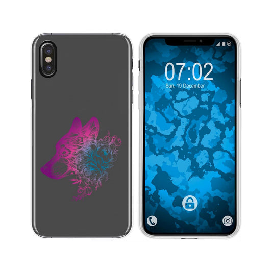 iPhone Xs Max Silikon-Hülle Floral Wolf M3-6 Case