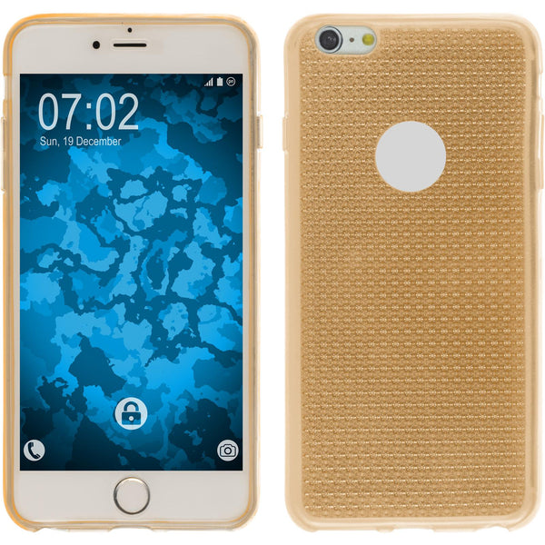PhoneNatic Case kompatibel mit Apple iPhone 6 Plus / 6s Plus - gold Silikon Hülle Iced + 2 Schutzfolien