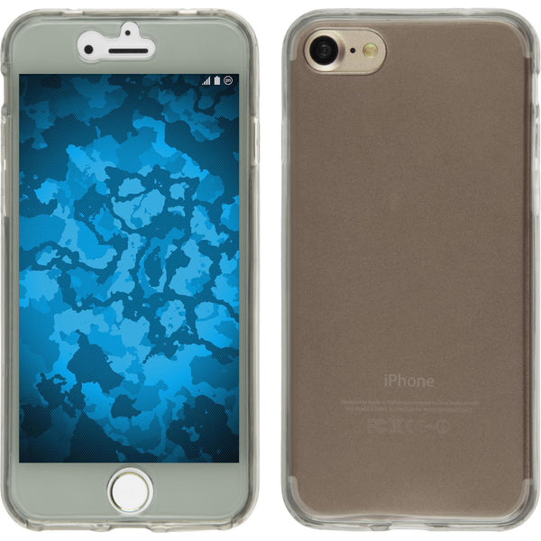 PhoneNatic Case kompatibel mit Apple iPhone 8 - grau Silikon Hülle 360∞ Fullbody Cover