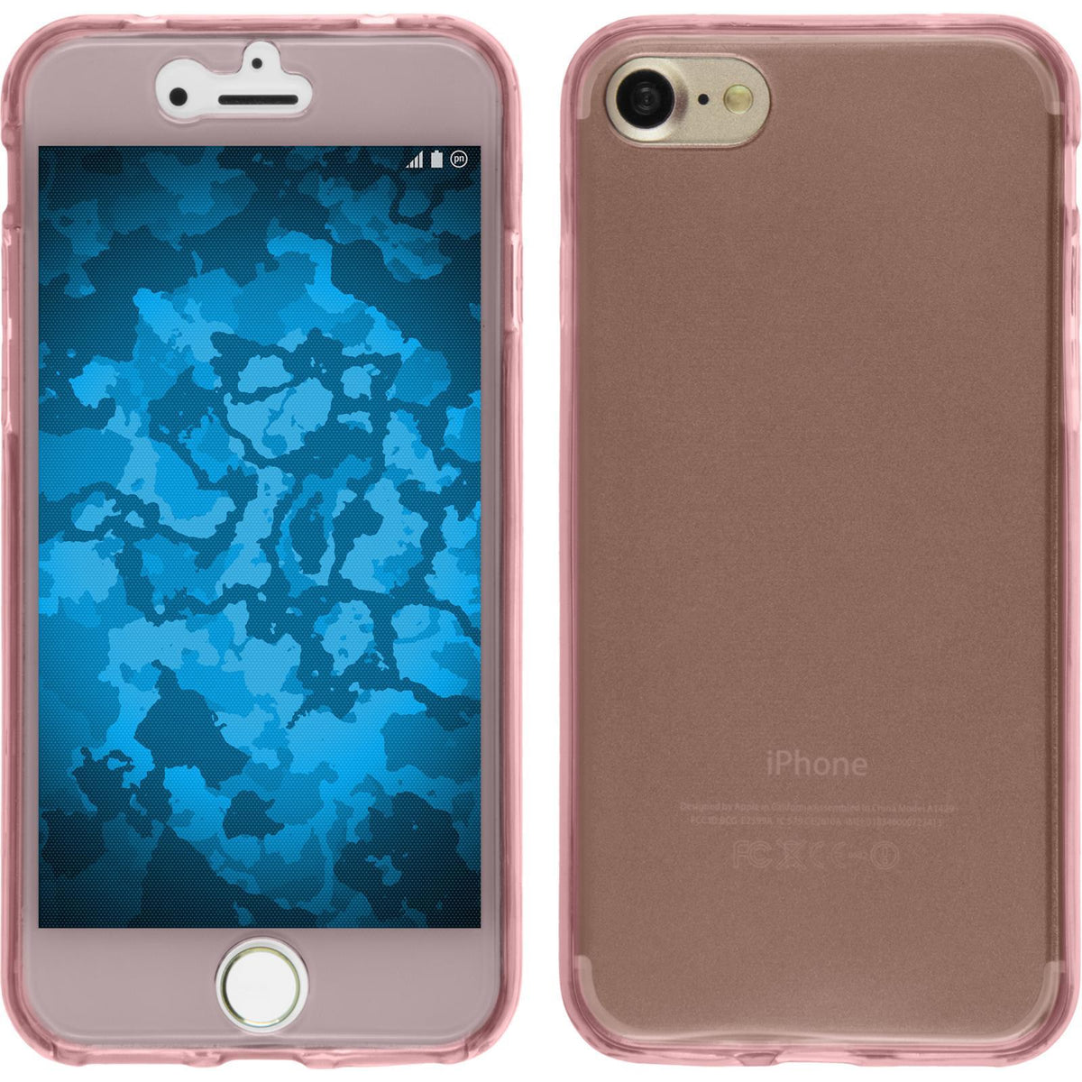 PhoneNatic Case kompatibel mit Apple iPhone 7 / 8 / SE 2020 - rosa Silikon Hülle 360∞ Fullbody Cover