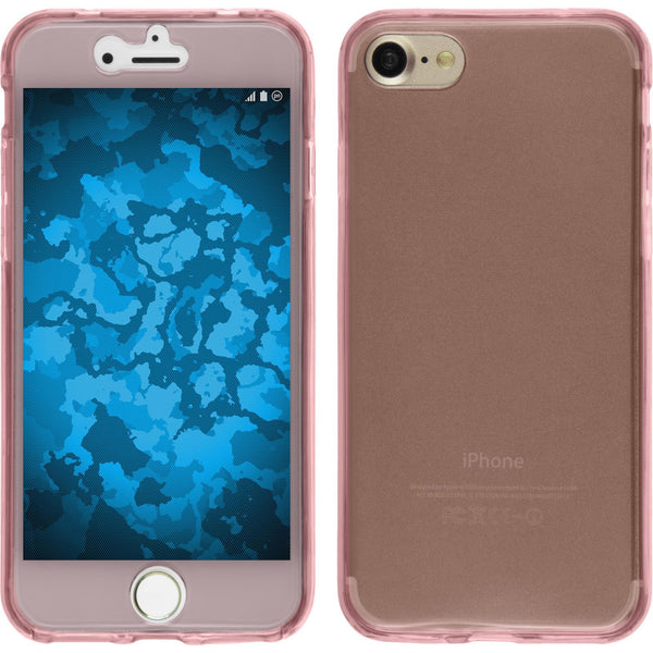 PhoneNatic Case kompatibel mit Apple iPhone 8 - rosa Silikon Hülle 360∞ Fullbody Cover