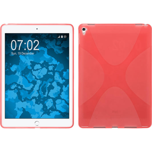 PhoneNatic Case kompatibel mit Apple iPad Pro 9.7 - rot Silikon Hülle X-Style + 2 Schutzfolien