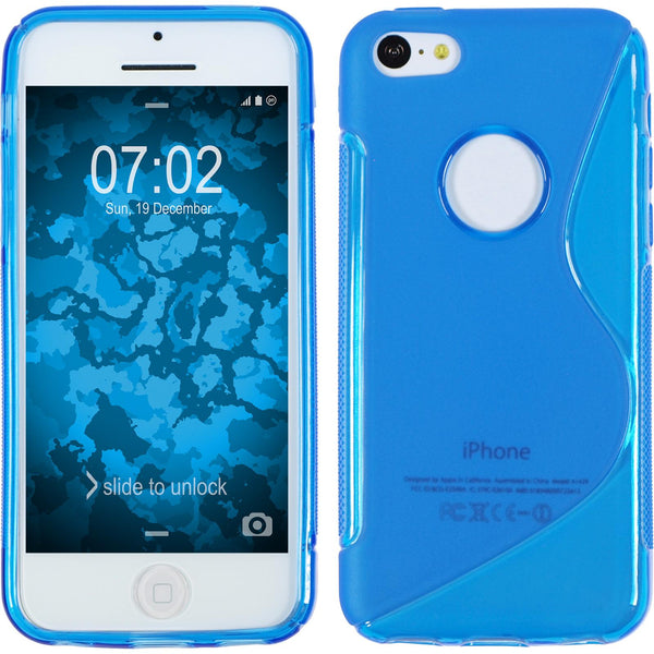 PhoneNatic Case kompatibel mit Apple iPhone 5c - blau Silikon Hülle S-Style Logo + 2 Schutzfolien