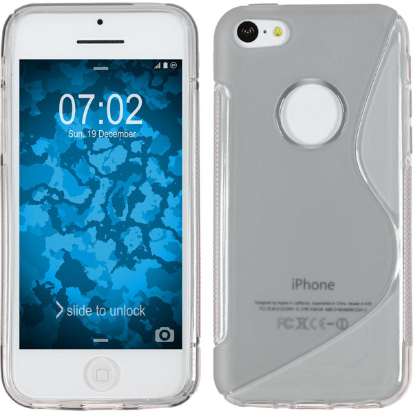 PhoneNatic Case kompatibel mit Apple iPhone 5c - grau Silikon Hülle S-Style Logo + 2 Schutzfolien