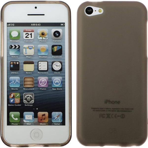 PhoneNatic Case kompatibel mit Apple iPhone 5c - grau Silikon Hülle matt + 2 Schutzfolien