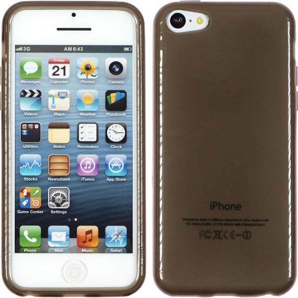 PhoneNatic Case kompatibel mit Apple iPhone 5c - schwarz Silikon Hülle transparent + 2 Schutzfolien