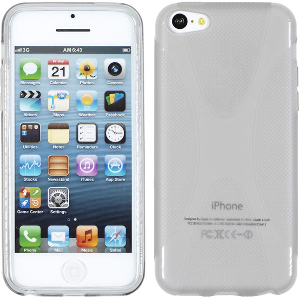 PhoneNatic Case kompatibel mit Apple iPhone 5c - grau Silikon Hülle X-Style + 2 Schutzfolien