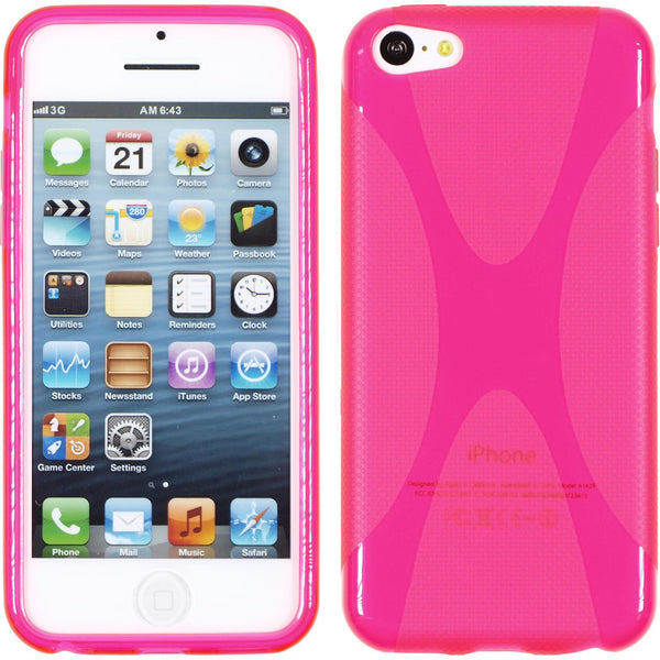 PhoneNatic Case kompatibel mit Apple iPhone 5c - pink Silikon Hülle X-Style + 2 Schutzfolien