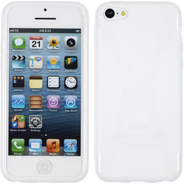 PhoneNatic Case kompatibel mit Apple iPhone 5c - weiß Silikon Hülle X-Style + 2 Schutzfolien