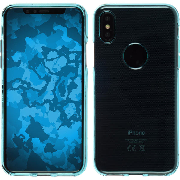 PhoneNatic Case kompatibel mit Apple iPhone X / XS - türkis Silikon Hülle transparent Cover